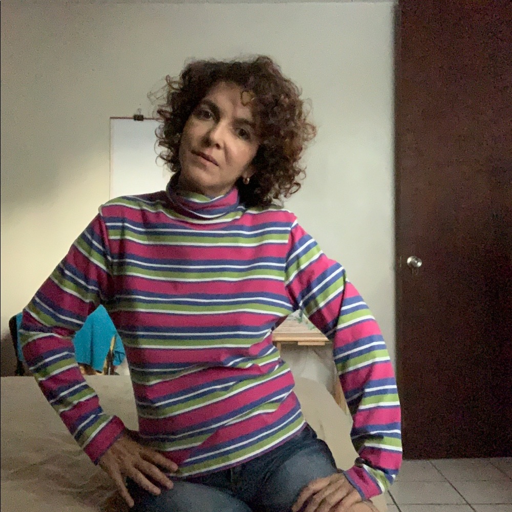 Tshirt Long sleeves turtleneck collar w/ stripes